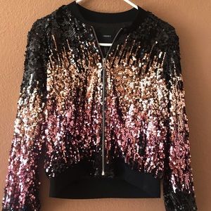 Forever 21 Women’s Two-Toned Sequin Bomber Jacket